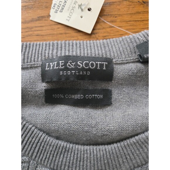 Lyle & Scott Mens Gray 100% Commed Cotton Ribbed Knit Sweater Size XL NWT Preppy - Picture 3 of 7